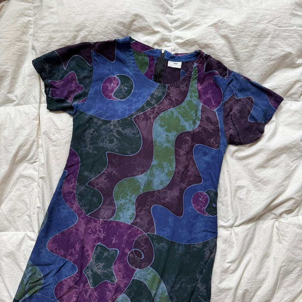Y2K Multicolor patchwork print maxi dress barracuda sz L witchy‎ whimsigoth